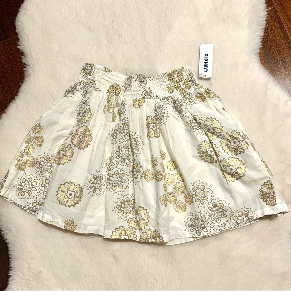 Old Navy Girls Skirt Size 3t Floral Gold Detail NWT